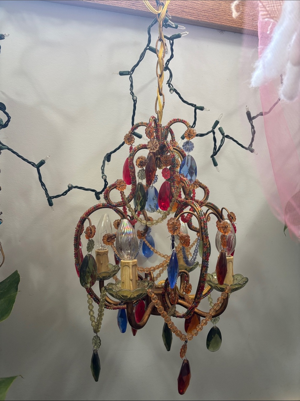 Colorful Jeweled Mini Chandelier Pendant/ Gypsy